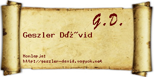 Geszler Dávid névjegykártya